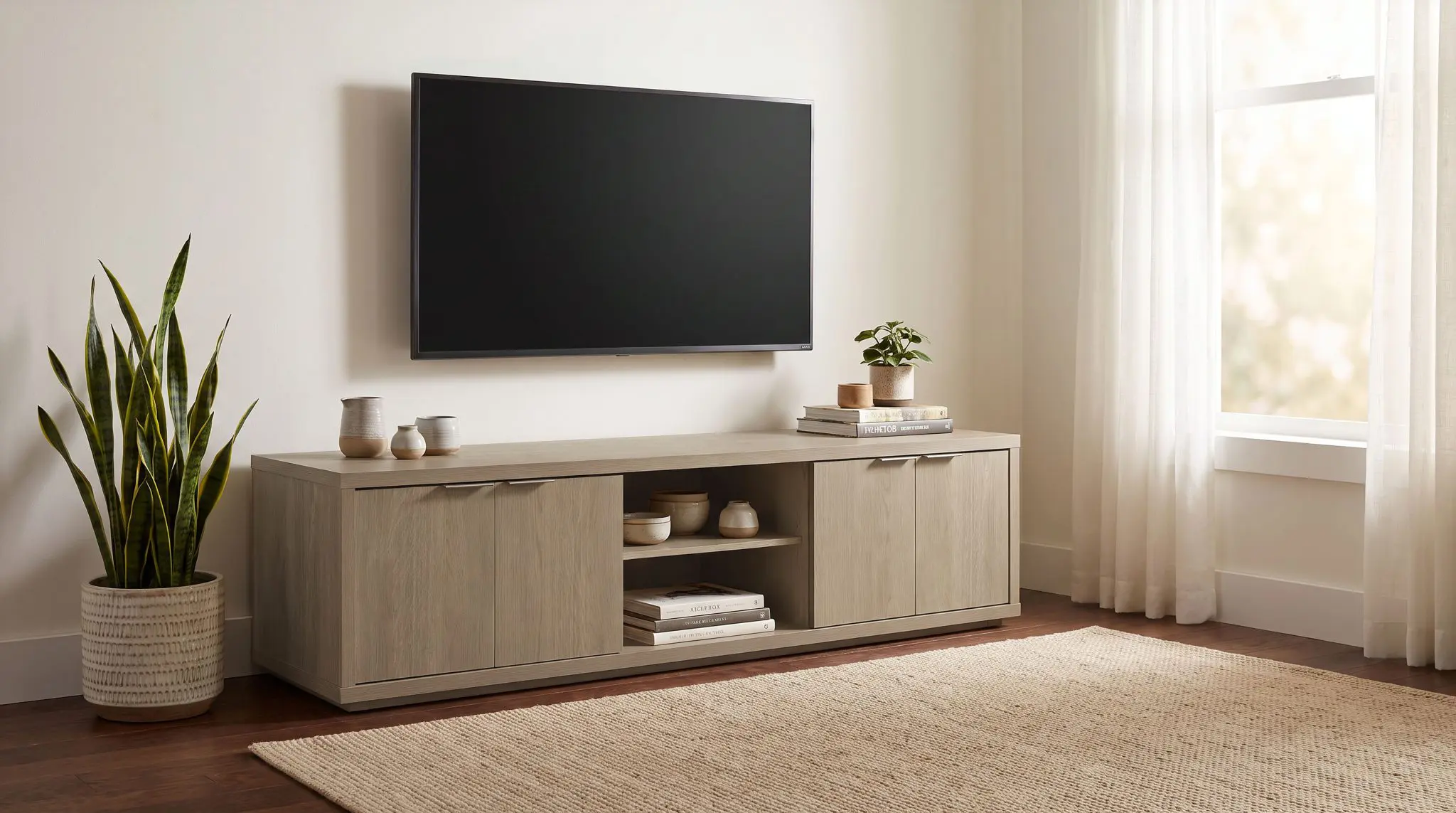 Ingram 4-Door TV Stand Latte