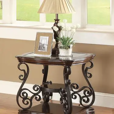 Laney Glass Top Square End Table Dark Merlot