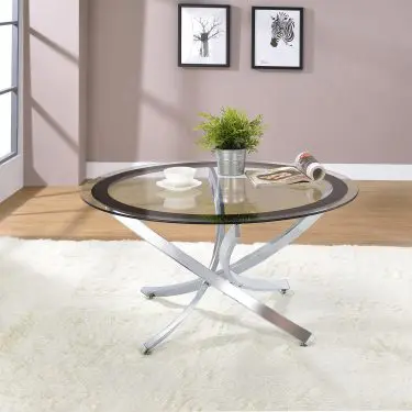 Brooke Round Glass Top Coffee Table Chrome