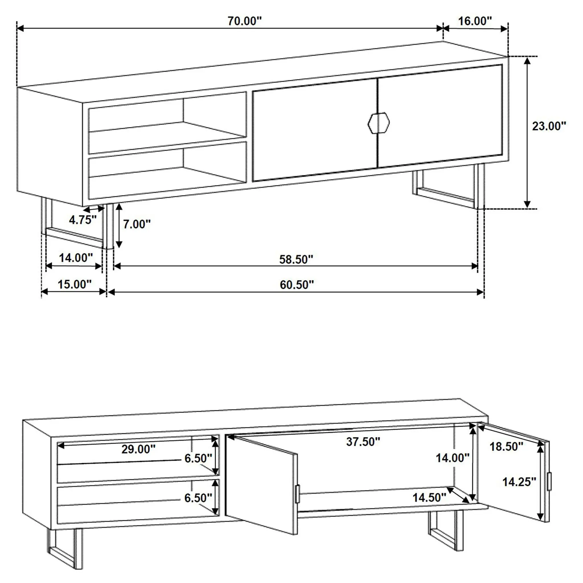 Marsden 70-inch TV Stand Charcoal Black - Image 11