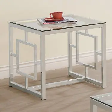 Merced Square Glass Top End Table Nickel
