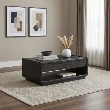 Leandro Coffee and End Table with Drawers Burnished Black