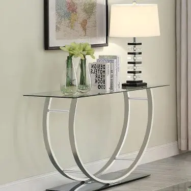 Danville U-shaped Glass Top Entryway Console Table Chrome