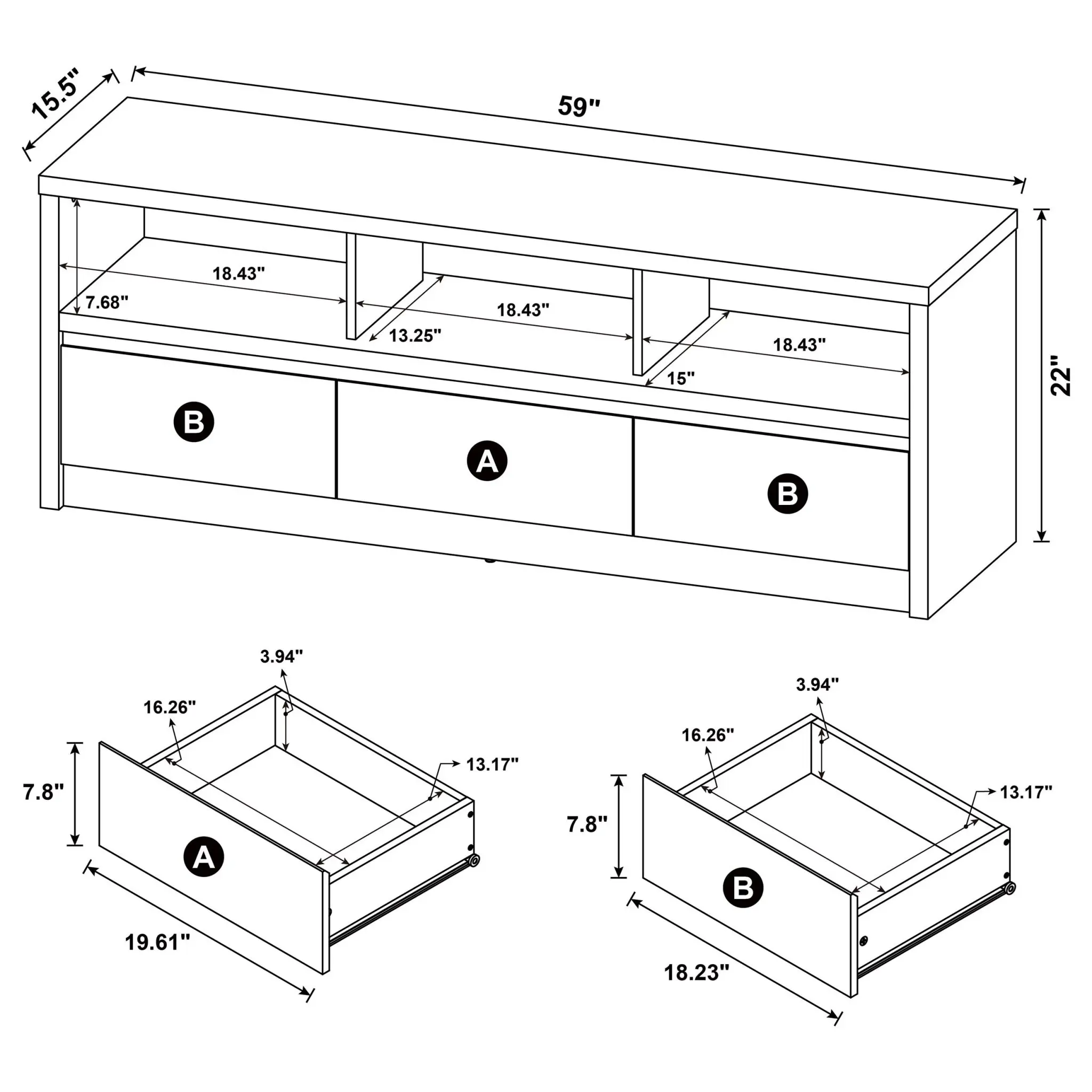 Rutland 59-inch TV Stand Black - Image 11