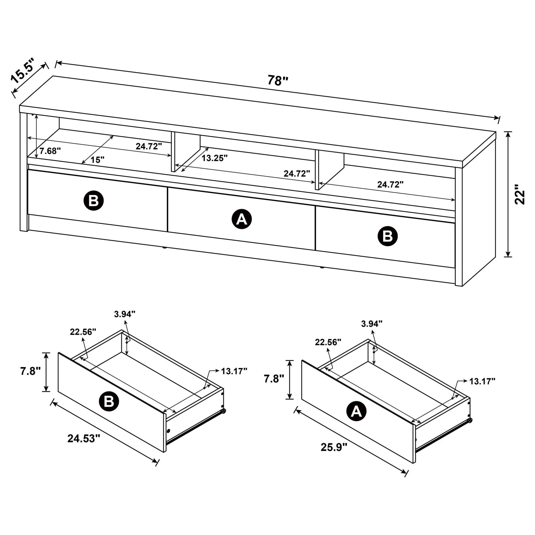 Rutland 78-inch TV Stand Black - Image 11