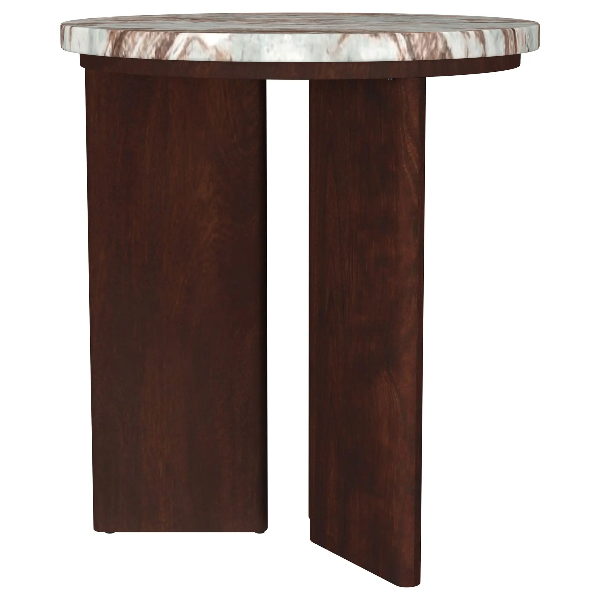 Jenna Round Marble Top Side End Table Brown - Image 2