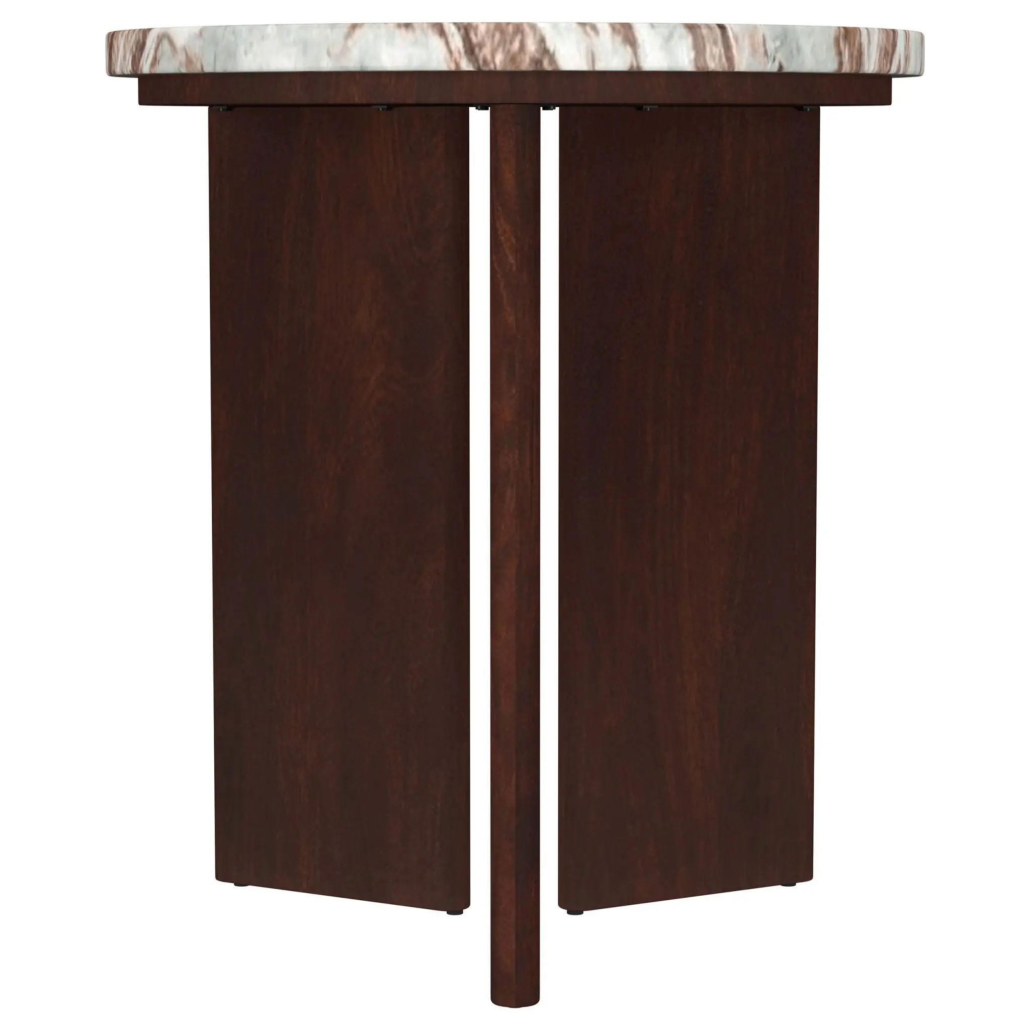 Jenna Round Marble Top Side End Table Brown - Image 3