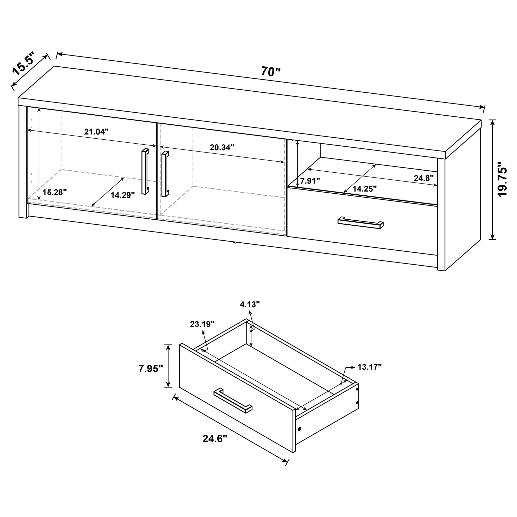 Murray 70-inch TV Stand Black - Image 11