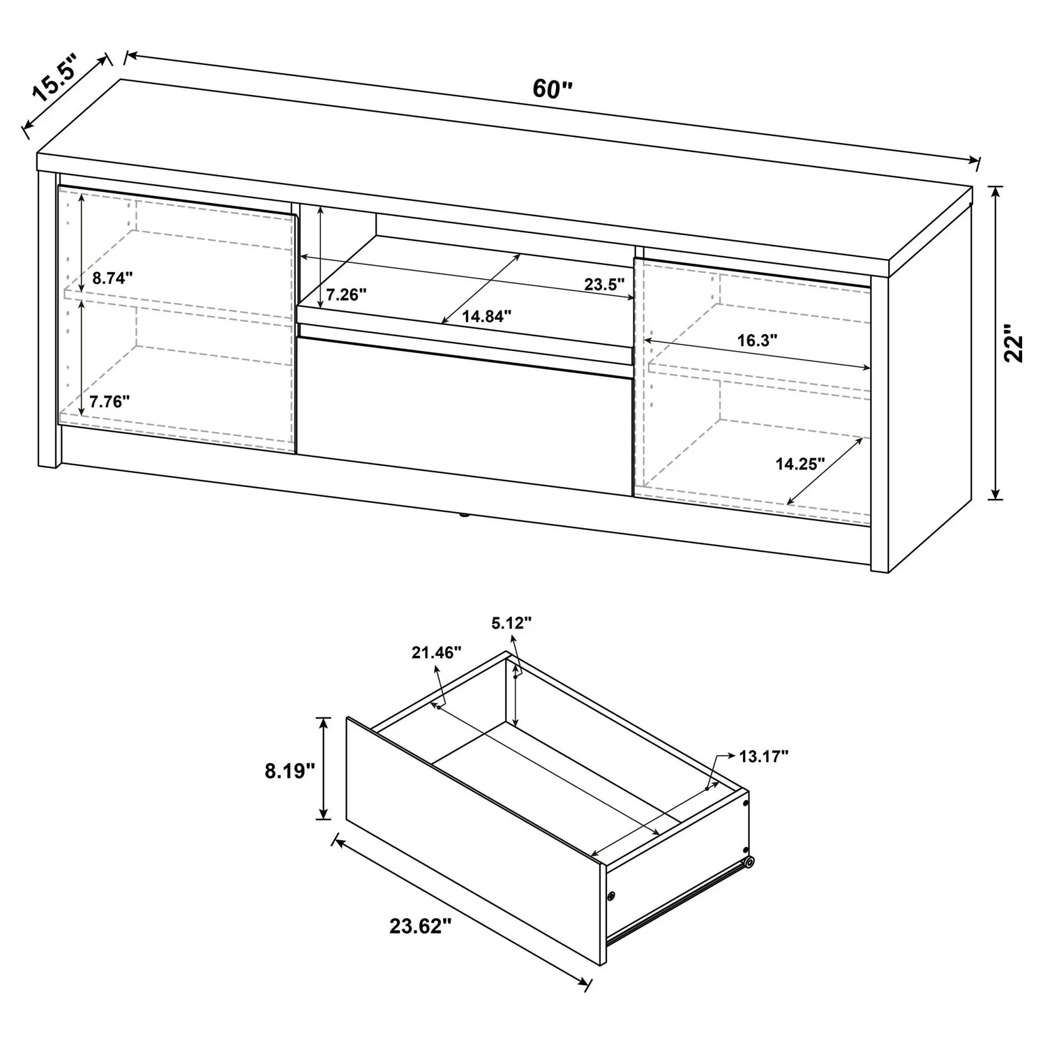 Winfield 60-inch Corner TV Stand Matte Black - Image 11