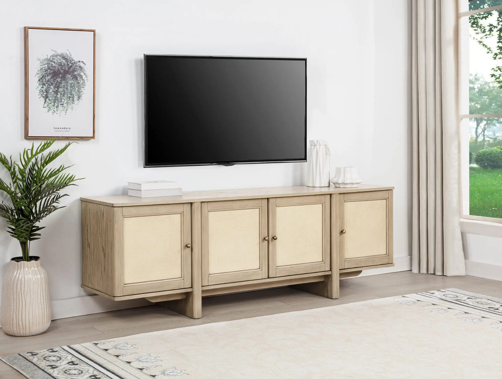 Kailani 79-inch TV Stand Beige Oak - Image 2
