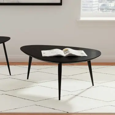 Odessa Triangular Solid Wood Coffee and End Table Black