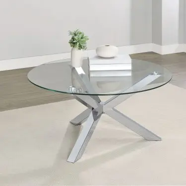 Kenzie Round Glass Top Coffee and End Table Chrome
