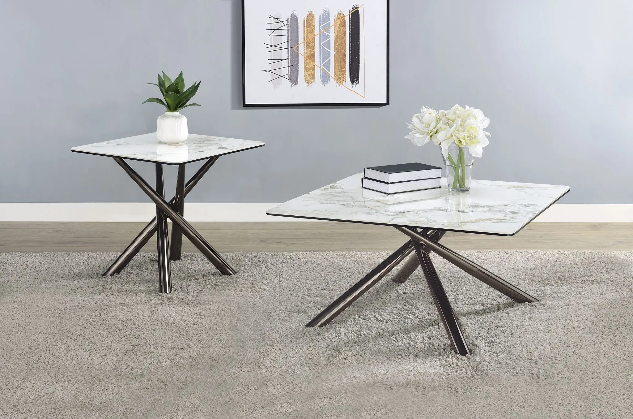 Carvell Square Sintered Stone Top Coffee Table Mirage White - Image 11