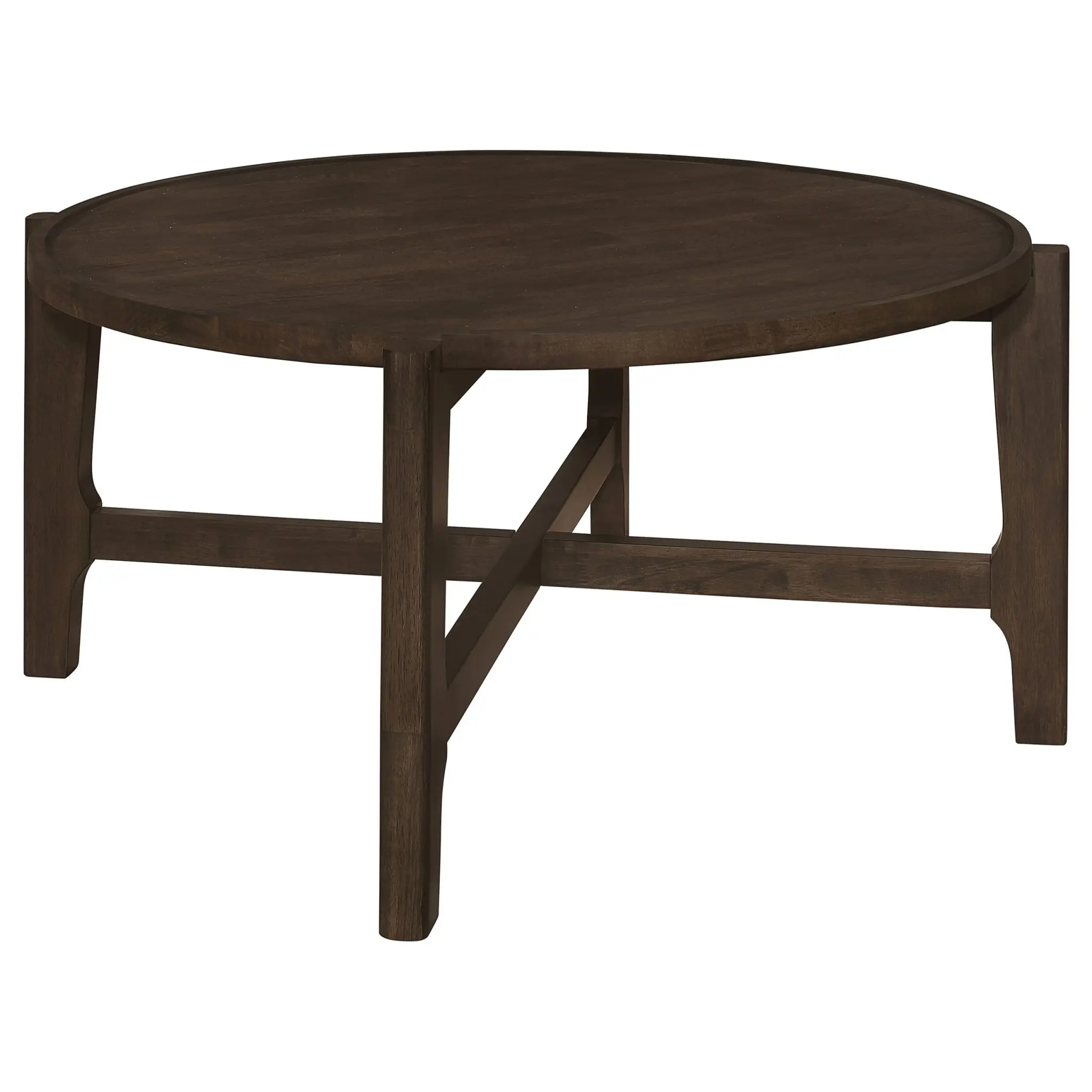 Cota Round Solid Wood Coffee and End Table Dark Brown - Image 2