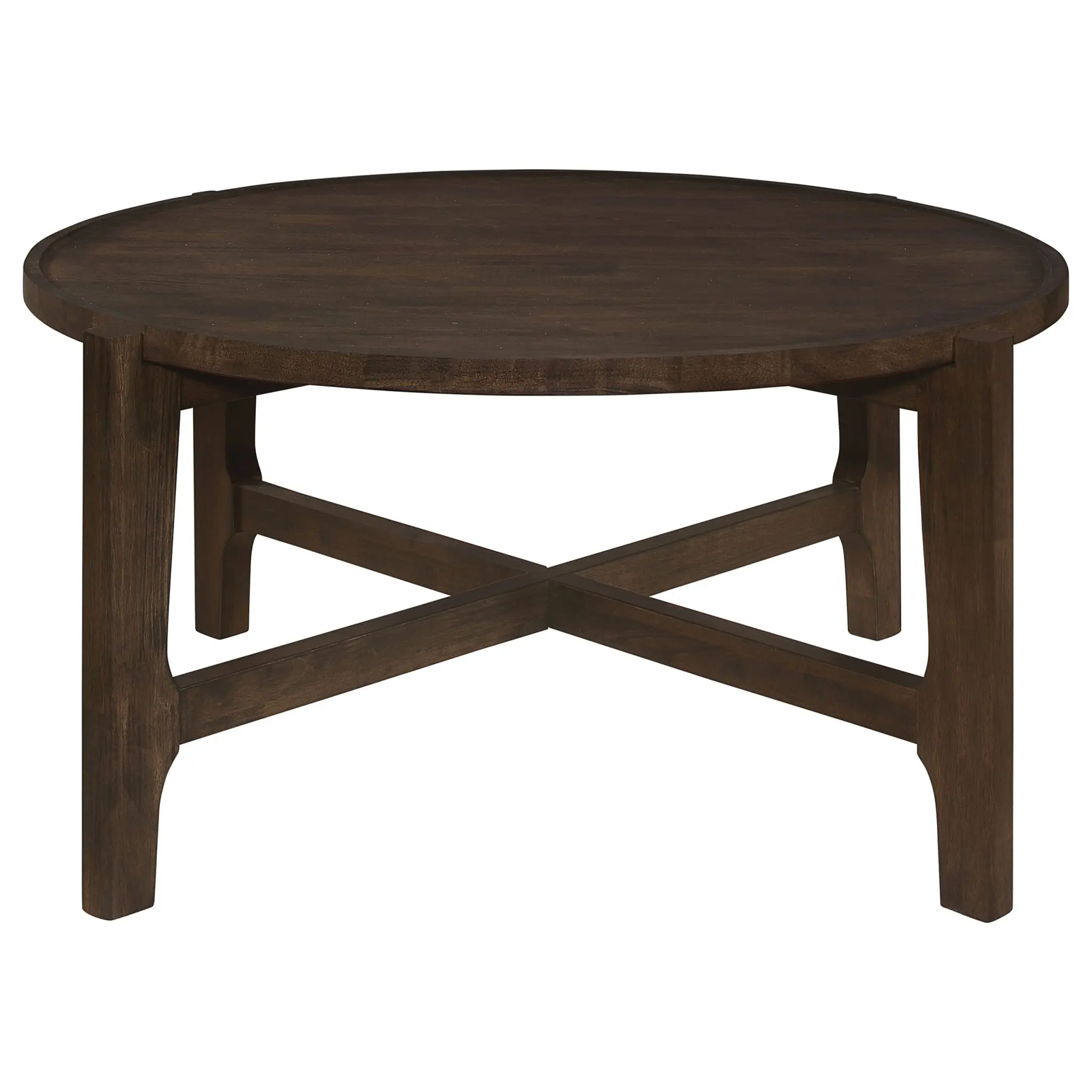 Cota Round Solid Wood Coffee and End Table Dark Brown - Image 3