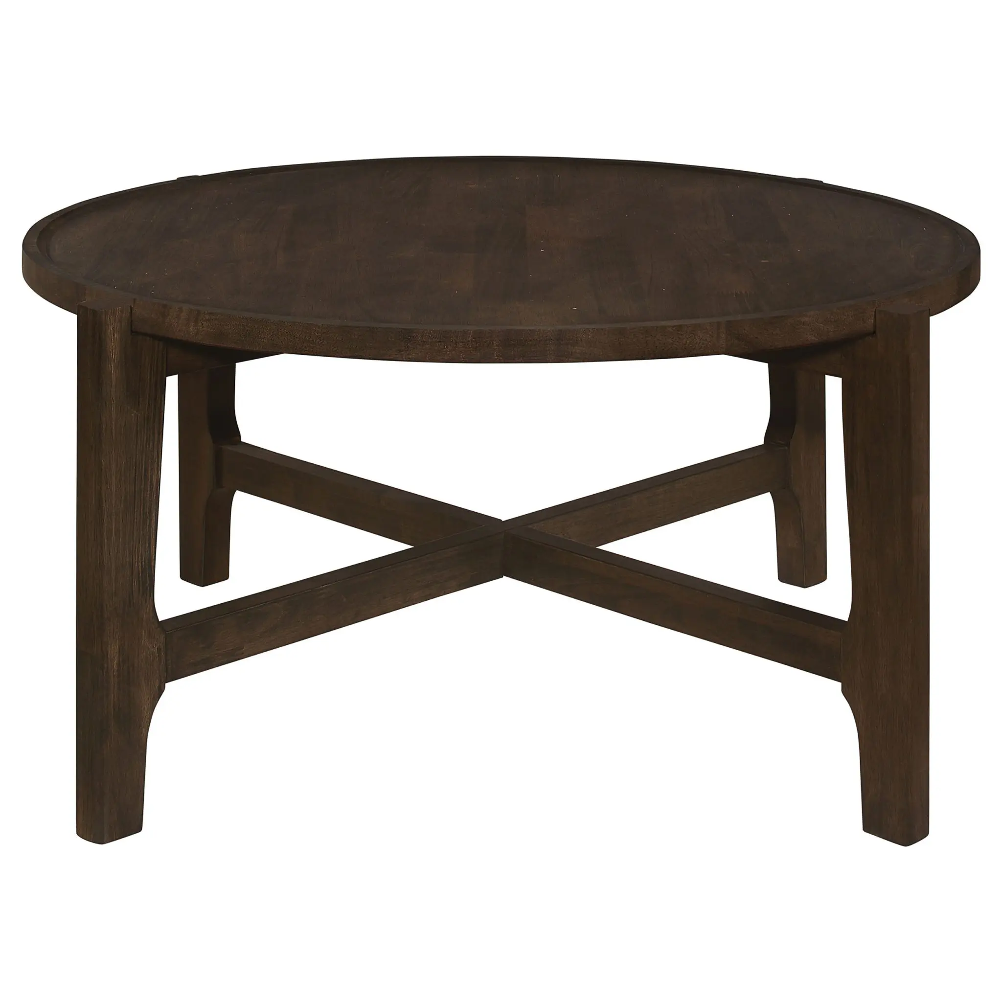 Cota Round Solid Wood Coffee and End Table Dark Brown - Image 4
