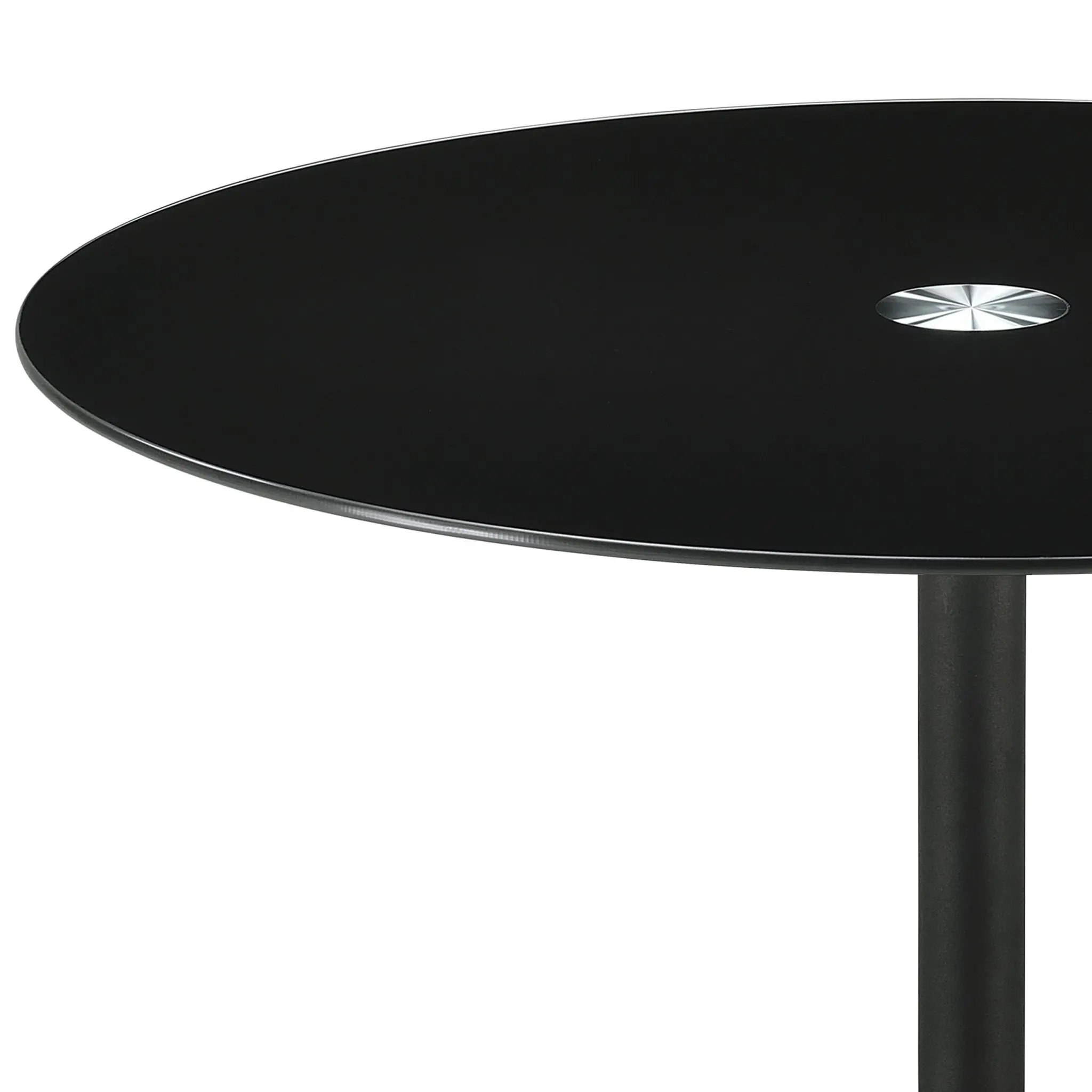 Ganso Round Metal Coffee and End Table with Glass Top Black - Image 3