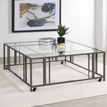 Adri Round Glass Top Mobile Coffee Table