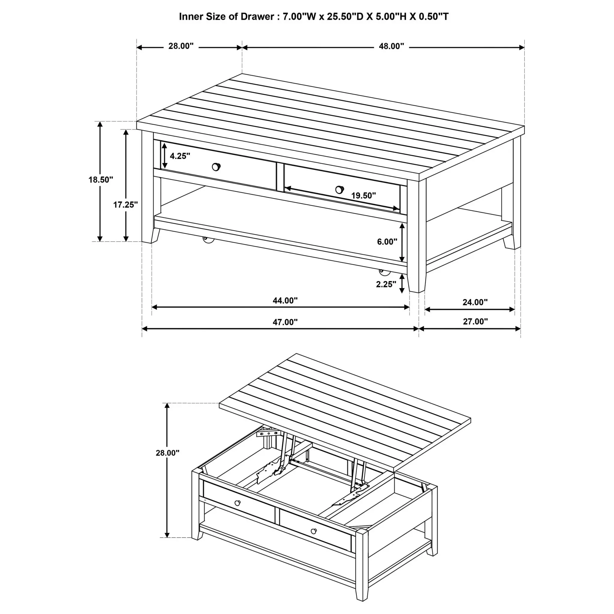 Payne Mobile Lift-Top Coffee and End Table - Image 11