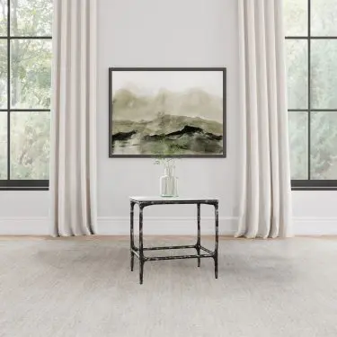 Ebby Square Marble Top End Table White and Antique Black