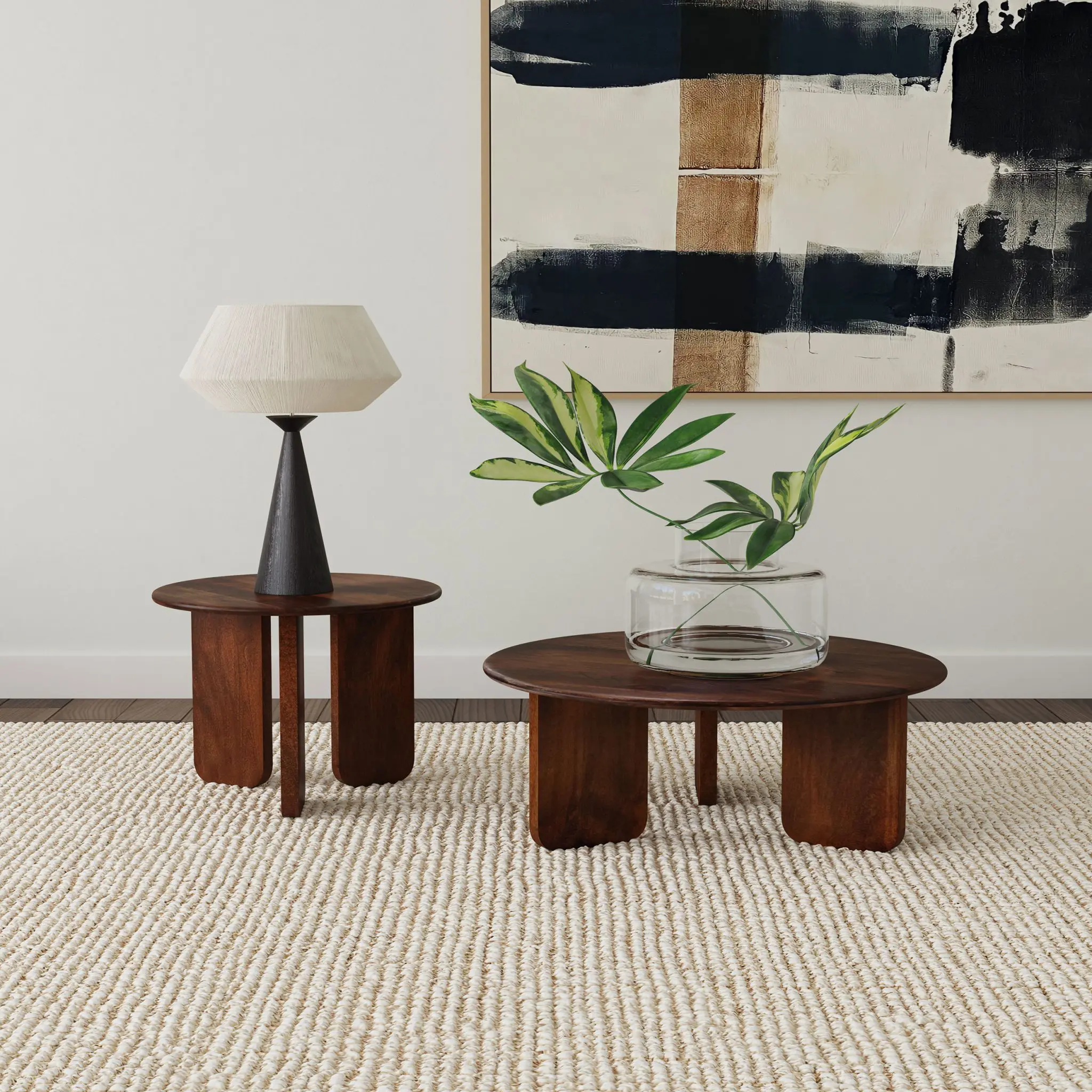 Dale Round Solid Mango Wood Coffee and End Table Brown - Image 6