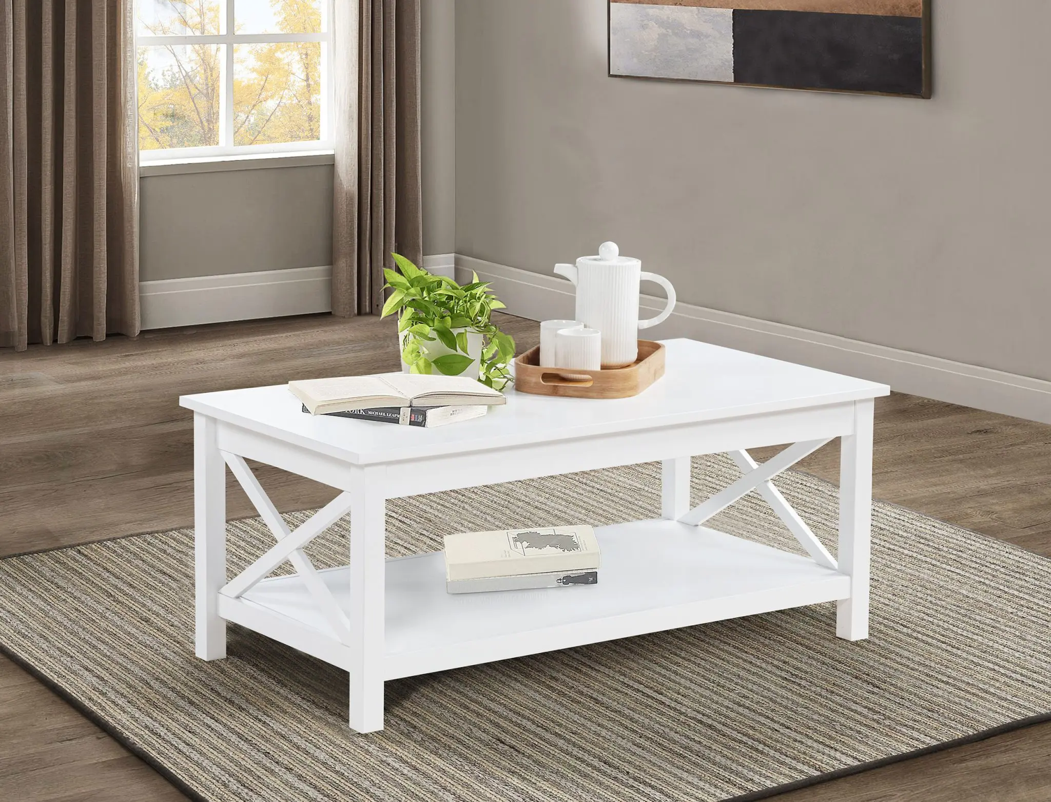 Skyview Lift-Top Coffee and End Table White