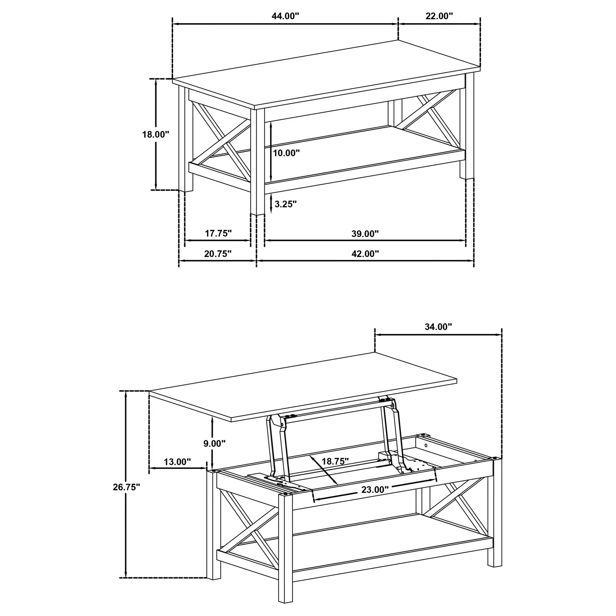 Skyview Lift-Top Coffee and End Table White - Image 9