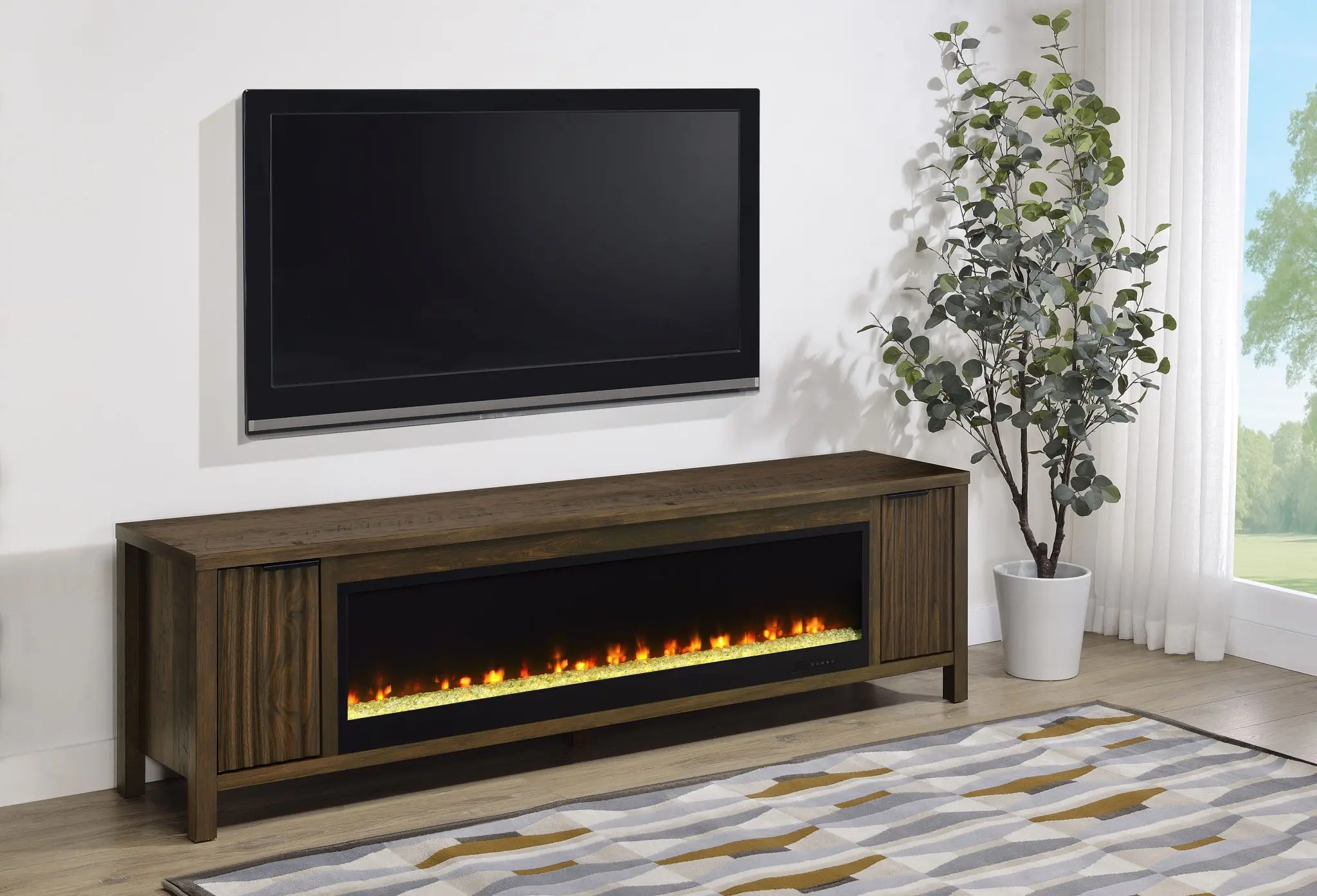 Carey 79-inch Fireplace TV Stand Dark Pine