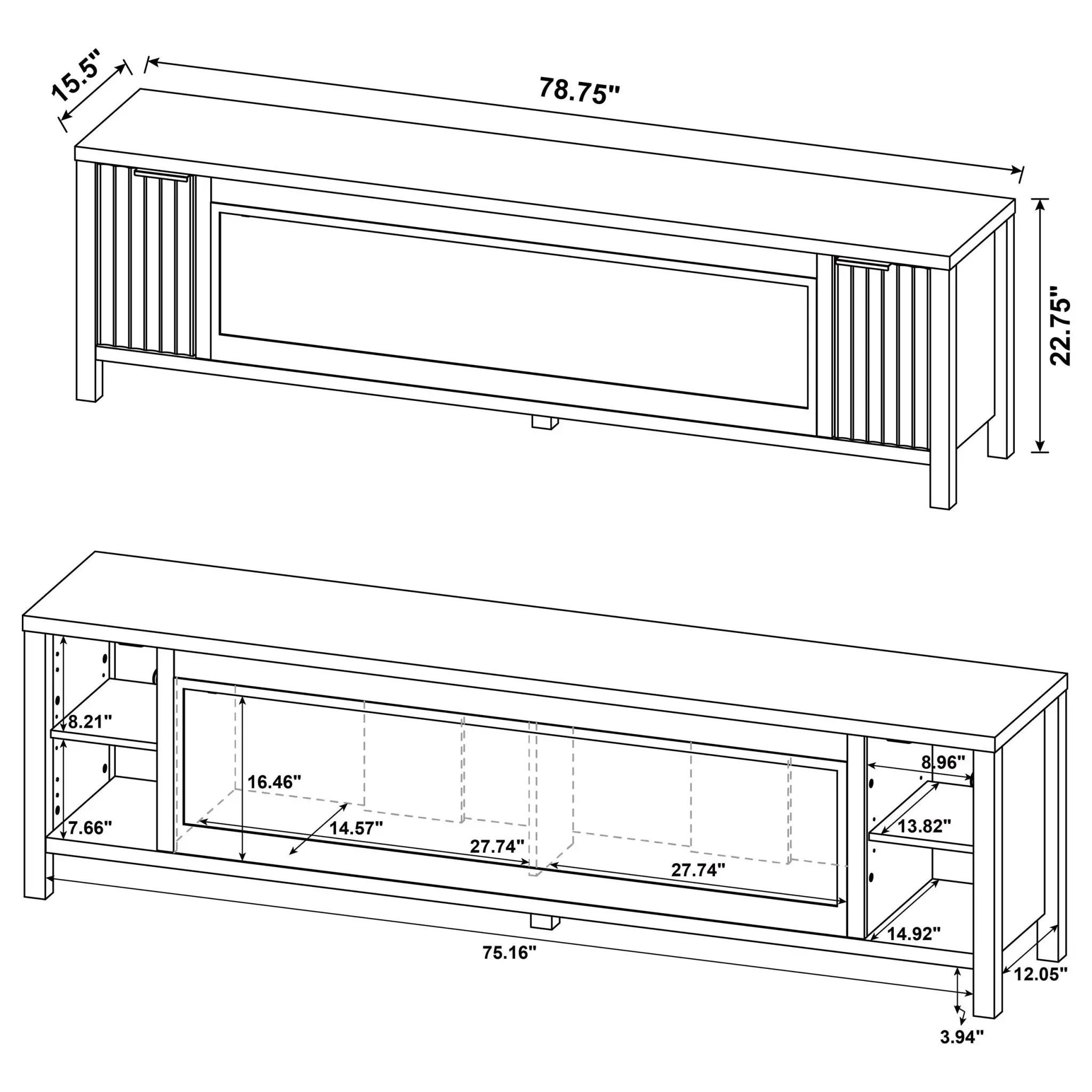 Carey 79-inch Fireplace TV Stand Dark Pine - Image 15