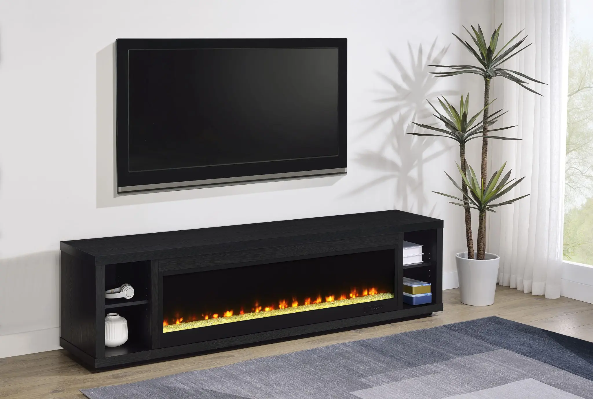Deiter 79-inch Fireplace TV Stand Black