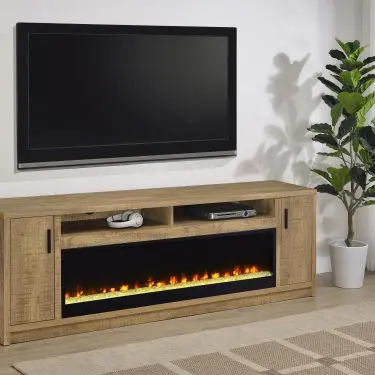Eddy 79-inch Fireplace TV Stand Black Oak