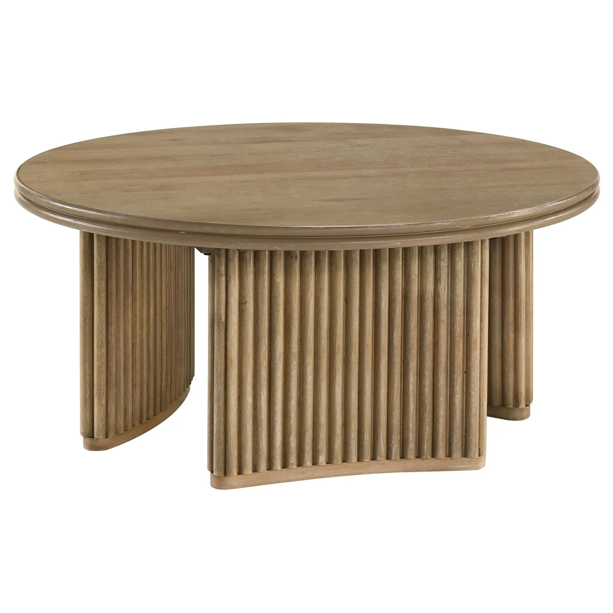 Adina Round Coffee and End Table Distressed Light Brown - Image 2