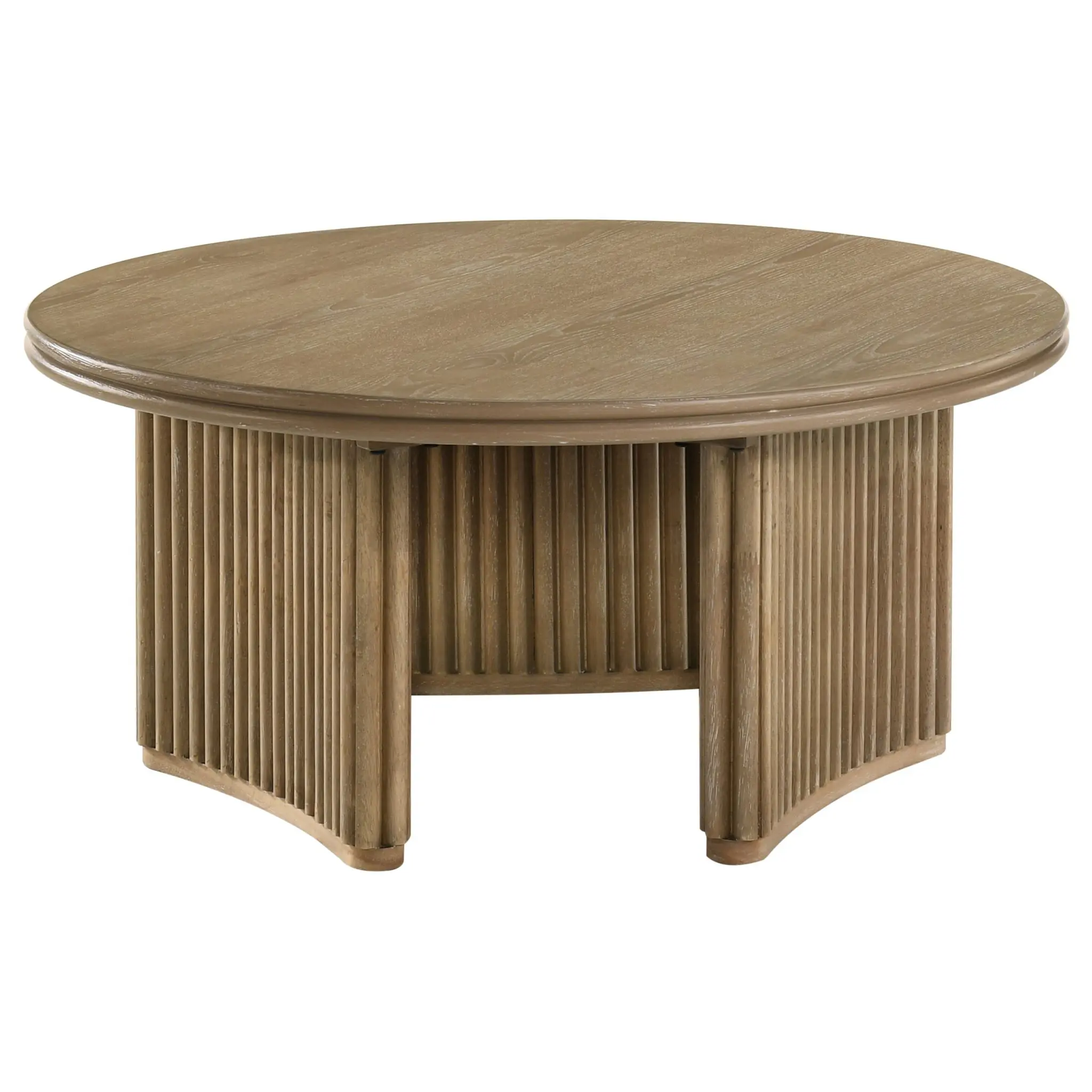 Adina Round Coffee and End Table Distressed Light Brown - Image 3
