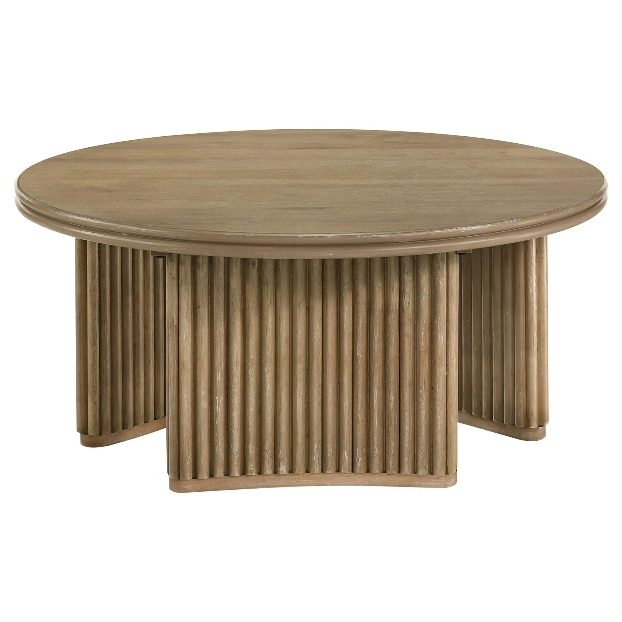 Adina Round Coffee and End Table Distressed Light Brown - Image 4