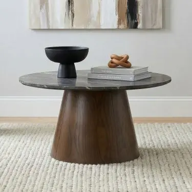 Franklin Round SmartTop Pedestal Coffee and End Table