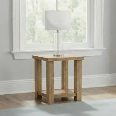 Beasley Square Wood End Table with Shelf Golden Oak