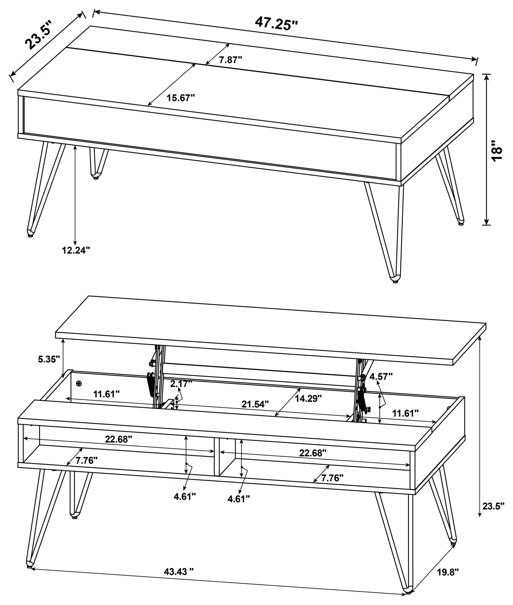 Fanning Lift-Top Coffee and End Table Golden Oak - Image 4