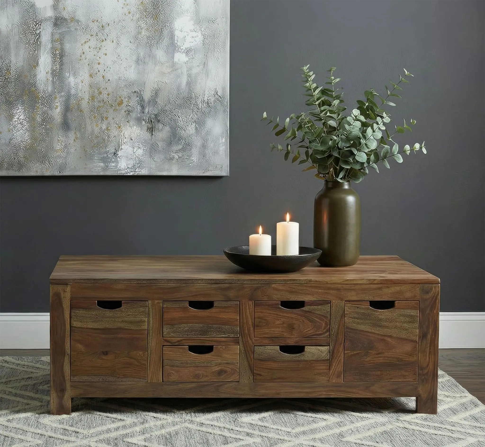 Esther Solid Wood Coffee and End Table Natural Sheesham