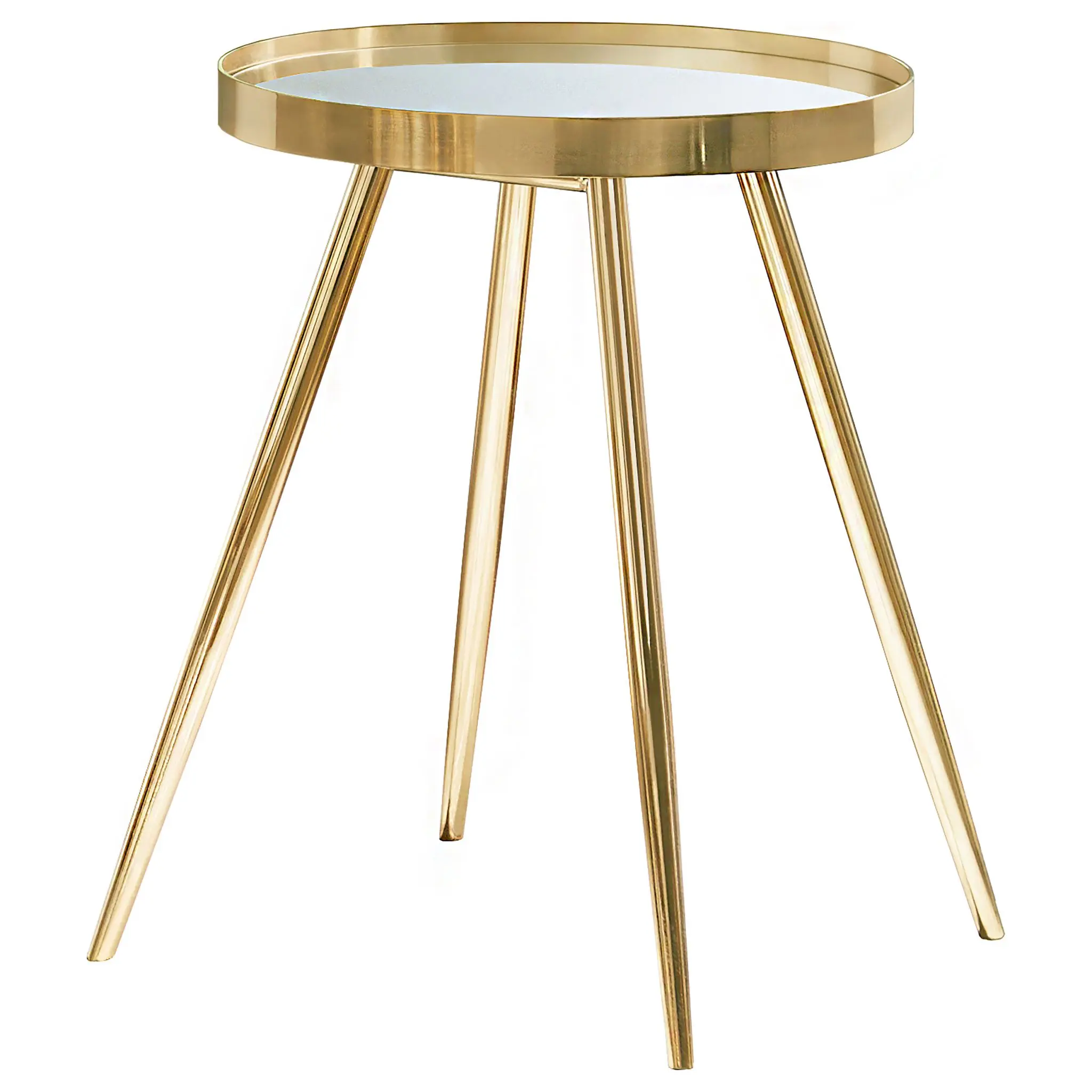 Kaelyn Round Mirror Top End Table Gold - Image 2