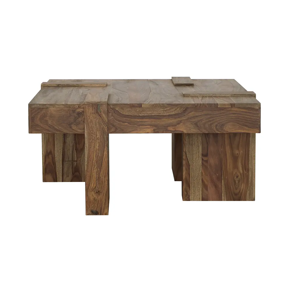 Samira Square Solid Wood Coffee Table Natural Sheesham - Image 3