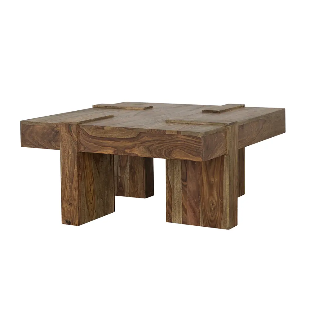 Samira Square Solid Wood Coffee Table Natural Sheesham - Image 4
