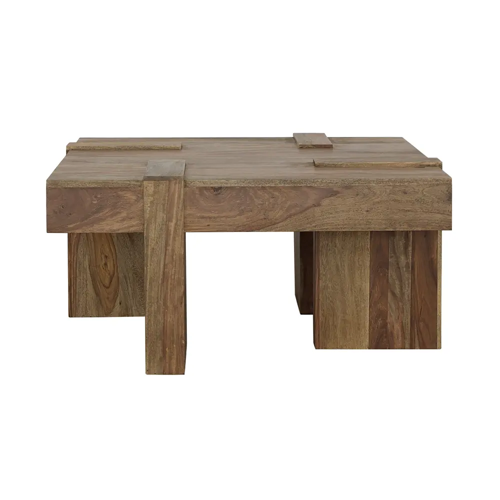 Samira Square Solid Wood Coffee Table Natural Sheesham - Image 5