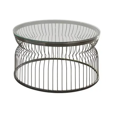 Grayson Round Glass Top Coffee and End Table Black Nickel