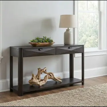Marcelo Sofa Console Table with 2 Drawers and Shelf Coffee