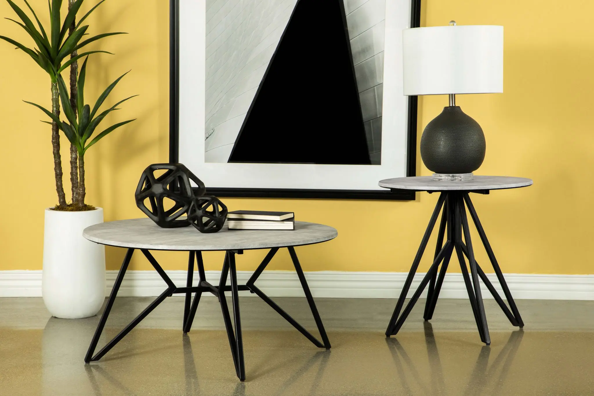 Hadi Round SmartTop Coffee and End Table Cement and Gunmetal - Image 7