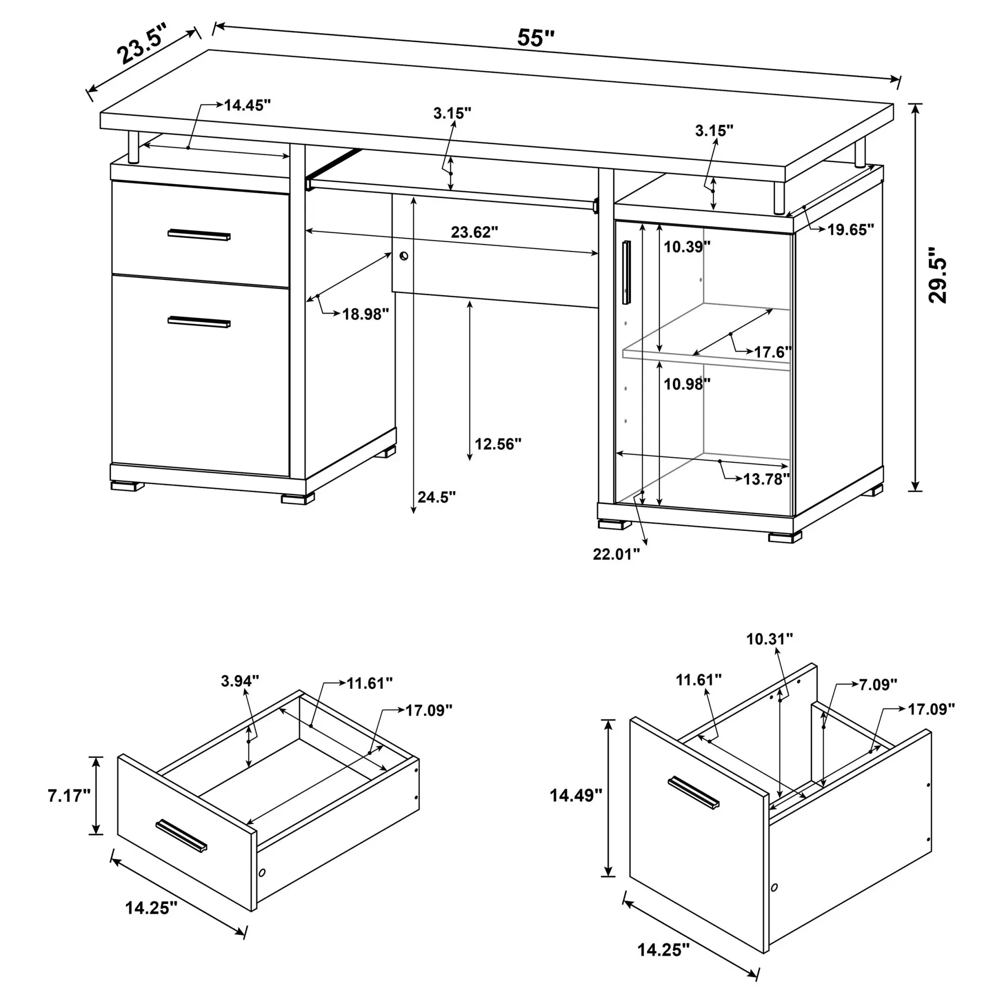 Tracy 55-inch Computer Desk - Image 11