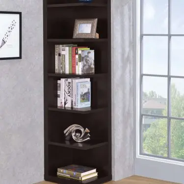 Alder 71-inch 6-Shelf Corner Bookcase Cappuccino