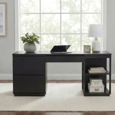 Harkes 75-inch Computer Desk Coffee Bean