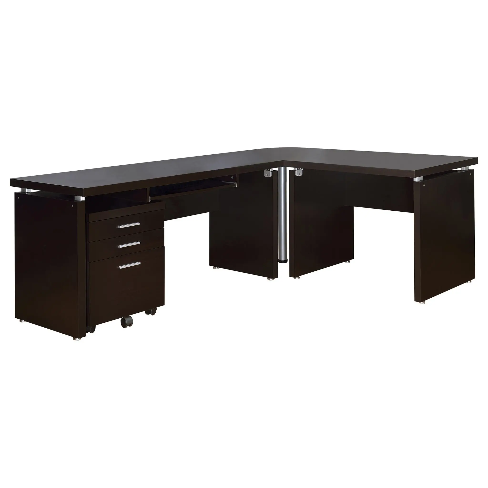 Skylar L-Shape Desk Set with Mobile File Cabinet Cappuccino - Image 2
