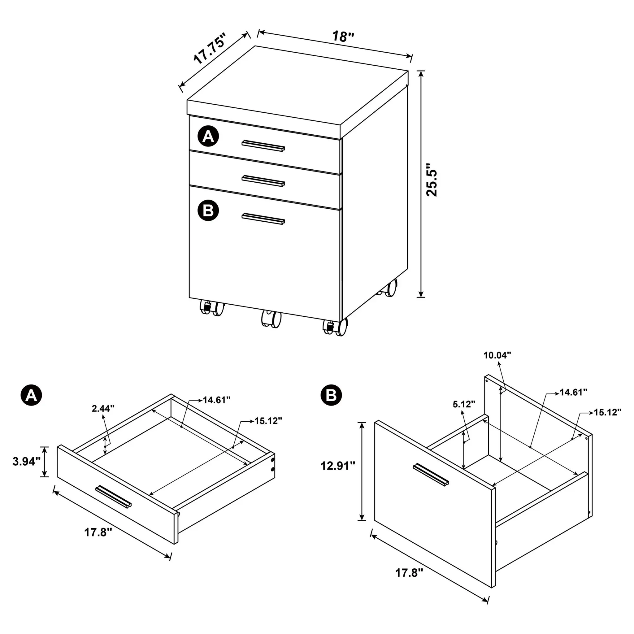 Skylar L-Shape Desk Set with Mobile File Cabinet Cappuccino - Image 14